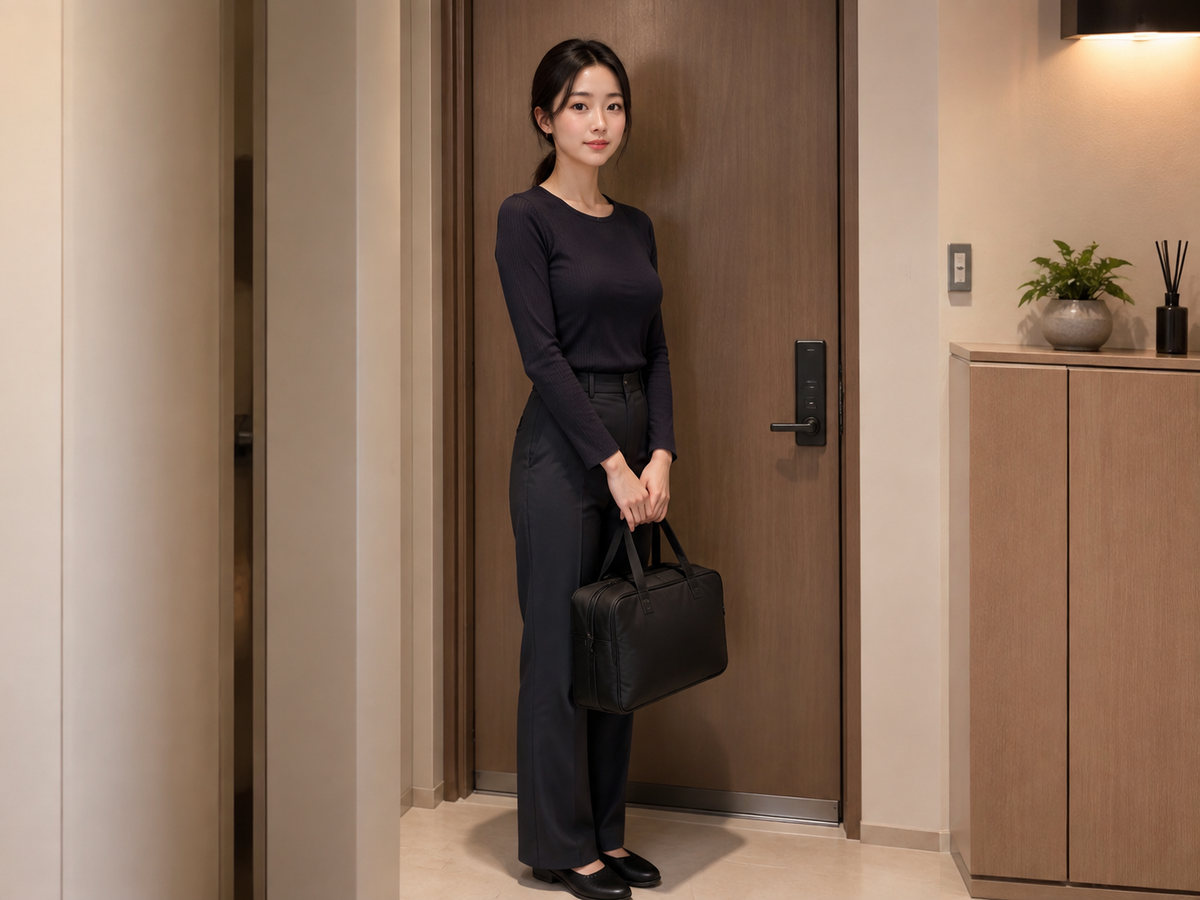 서울 동대문구 방문 홈케어 일정을 준비하는 젊은 성인 한국 여성 관리사